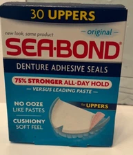 Sea Bond Secure Denture Adhesive Seals, Original Uppers, Zinc-Free, All-Day-Hold