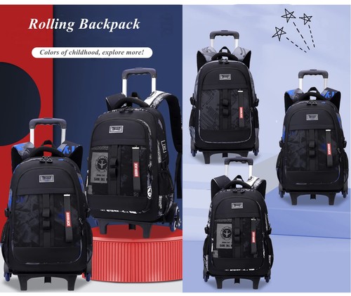 Camo Boys Rolling Backpacks for Kids School Back Packs with 6 Wheels - Picture 7 of 7