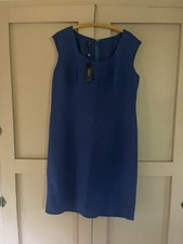 NWT TALBOTS 100% Wool Dress Blue Sheath Sleeveless Career Classic Sz 16 $199