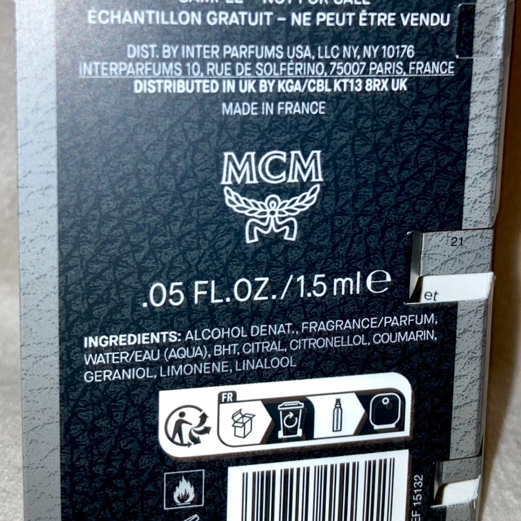 MCM Onyx Eau de Parfum EDP Sample Spray .05oz, 1.5mL New in Card