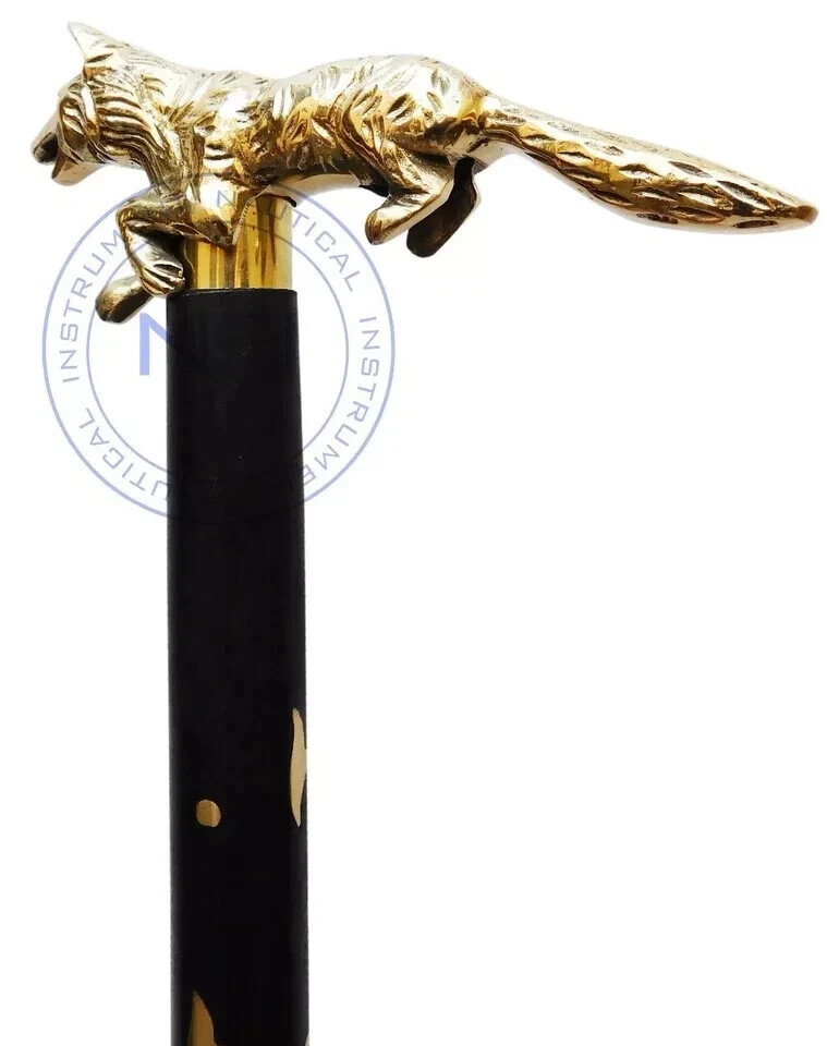Walking Stick Solid Brass fox head handle vintage… - image 4
