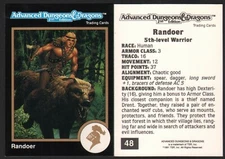 1991 TSR AD&D Gold Border Dungeons & Dragons RPG Fantasy Art Card #48 ~ Warrior