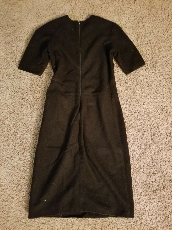 $1895 Vestido Vaina Narciso Rodriguez Negro Lana Elastizado Movible 40 Foto 3 de 3