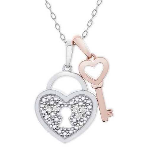 Key Pendant Necklace 14k White Gold 