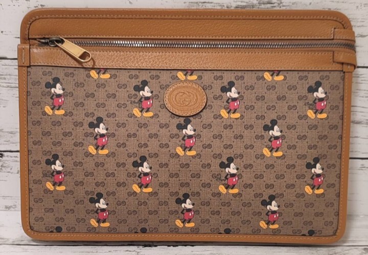 GUCCI × Disney Mickey Mouse Mini GG Supreme Clutch Bag w/box