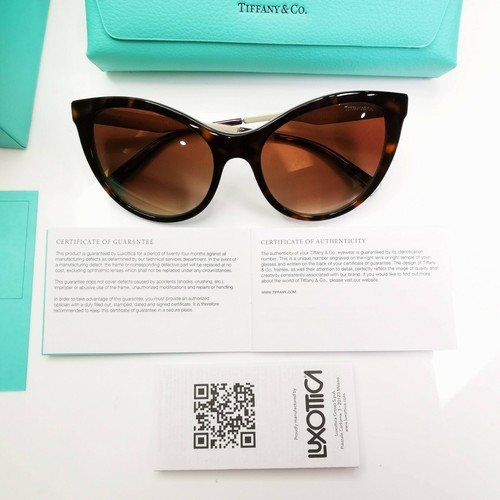 Gafas de sol Tiffany & Co doradas marrón tortuga Havana punto diamante TF 4159 8275/3B - Imagen 9 de 12