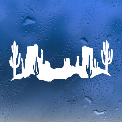 Desert Cactus Mountain Scene V10 Vinyl Decal RV Camper Graphics Die Cut Sticker