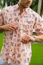 men's short sleeve button down shirts cotton 5XL