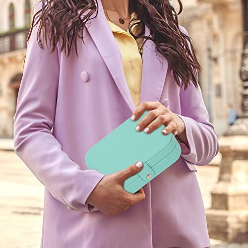 Joyero, Estuche Organizador de Joyas de Viaje Pequeño Almacenamiento de Joyas y VERDE - Imagen 7 de 7