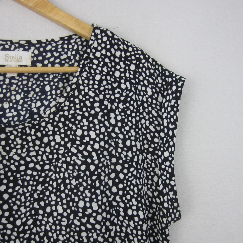 Stella Morgan Top Womens 14 Black White Polka Dots Sleeveless Blouse Shirt Flowy - image 3 of 4