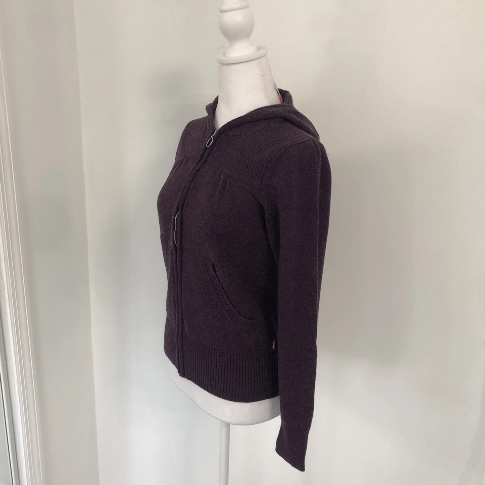 THE NORTH FACE Women Purple Full Zip Hooded Knit Sweater Sz S/P Pockets - Image 3 of 4