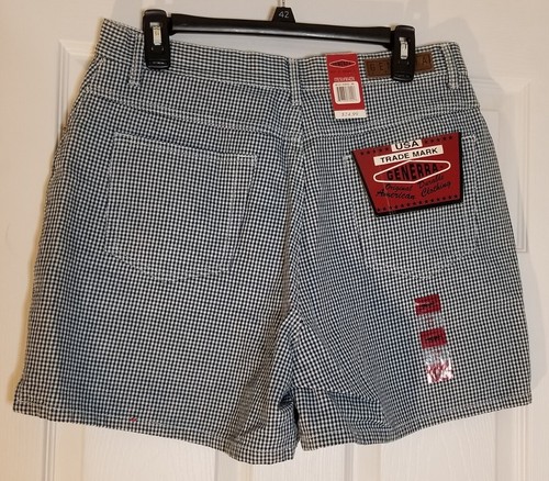 GENERRA Denim Blue White Houndstooth Shorts Women’s Size 12 NEW - Picture 1 of 7