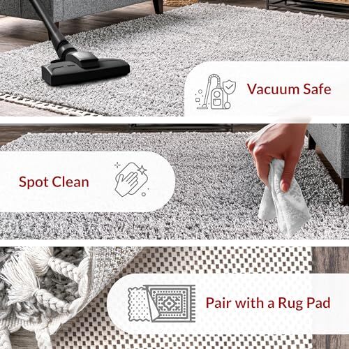 Neva Modern Tasseled Shag Accent Rug, 2x3 2' x 3' Grey - Bild 5 von 6