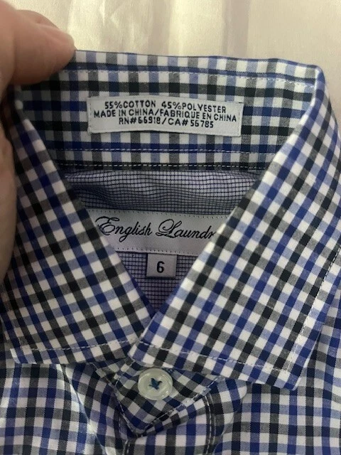 Английская рубашка для стирки мальчика детский размер 6 синий белый пистолет клуб на пуговицах длинным рукавом - Изображение 3 из 4