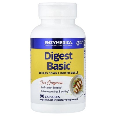 Enzymedica Digest Basic Essential Enzyme Formula 90 Capsules Casein-Free,