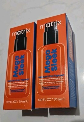 Matrix Mega Sleek 96H Anti-Frizz Topcoat Heat Activated Smoothing Serum 2 Pack