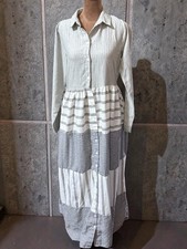 Tavin Gray White Button Front Shirt Dress Women's Cotton Viscose Pes Blend SZ 6