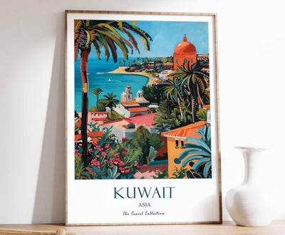 3_Kuwait Druck, Kuwait Reiseposter, Nahost Poster, islamisches Dekor, Midd