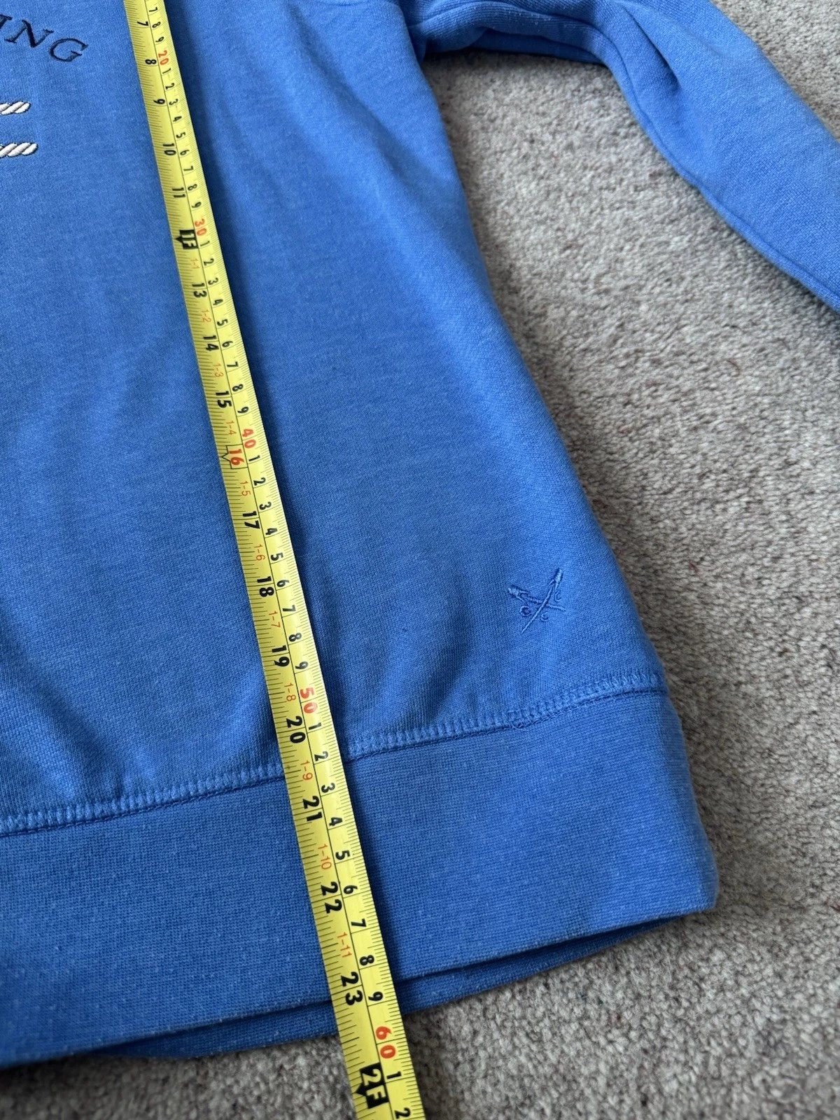 VETEMENTS Felpa con cappuccio ricamata blu Crew Clothing Company donna taglia UK 10