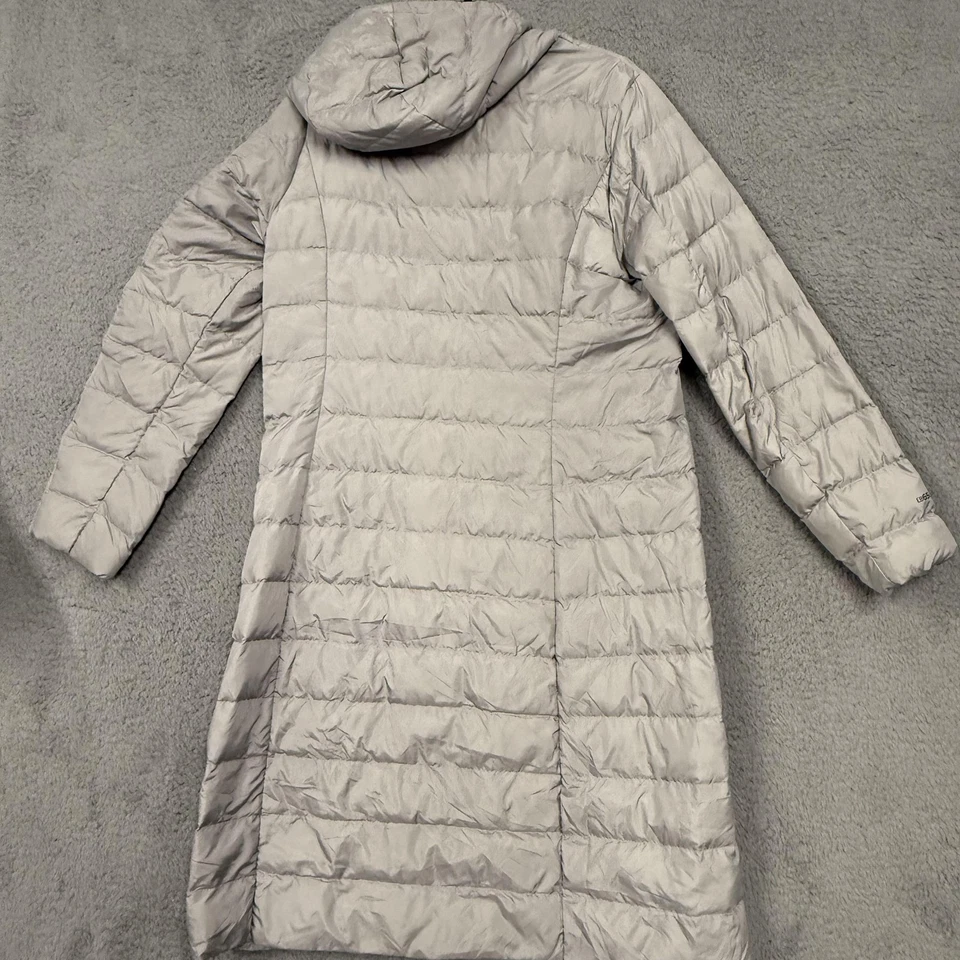 Abrigo Eddie Bauer Mujer Grande Gris Claro Con Capucha Largo Plumón Puffer Parka EB650 Cremallera Foto 2 de 4