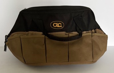 CLC Custom LeatherCraft Tool Bag Tote Black Tan Zippered Multi Pocket Work Gear