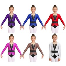 Kids Girls Leotard Yoga Jumpsuit Gymnastic Bodysuit See-through Clubwear Mesh