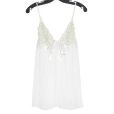 Victorias Secret Babydoll Lingerie White Floral Cottagecore Coquette Fairy Y2K L