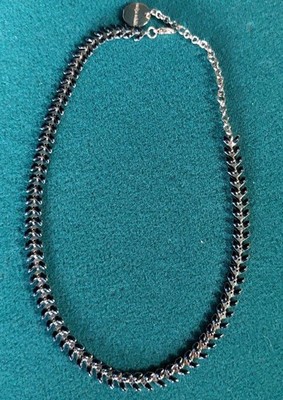 Marilyn Schiff Gold With Dbl Sided Black Enamel Necklace 14'' Delicate
