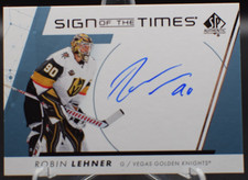 2022-23 UD SP Authentic Robin Lehner Sign Of The Times Auto # SOTT-RL