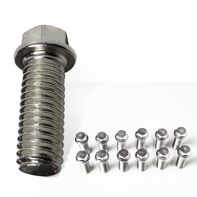 Header Bolts Chrome Set 12, 3/8-16 for Chevy Ford Mopar V8 Engines