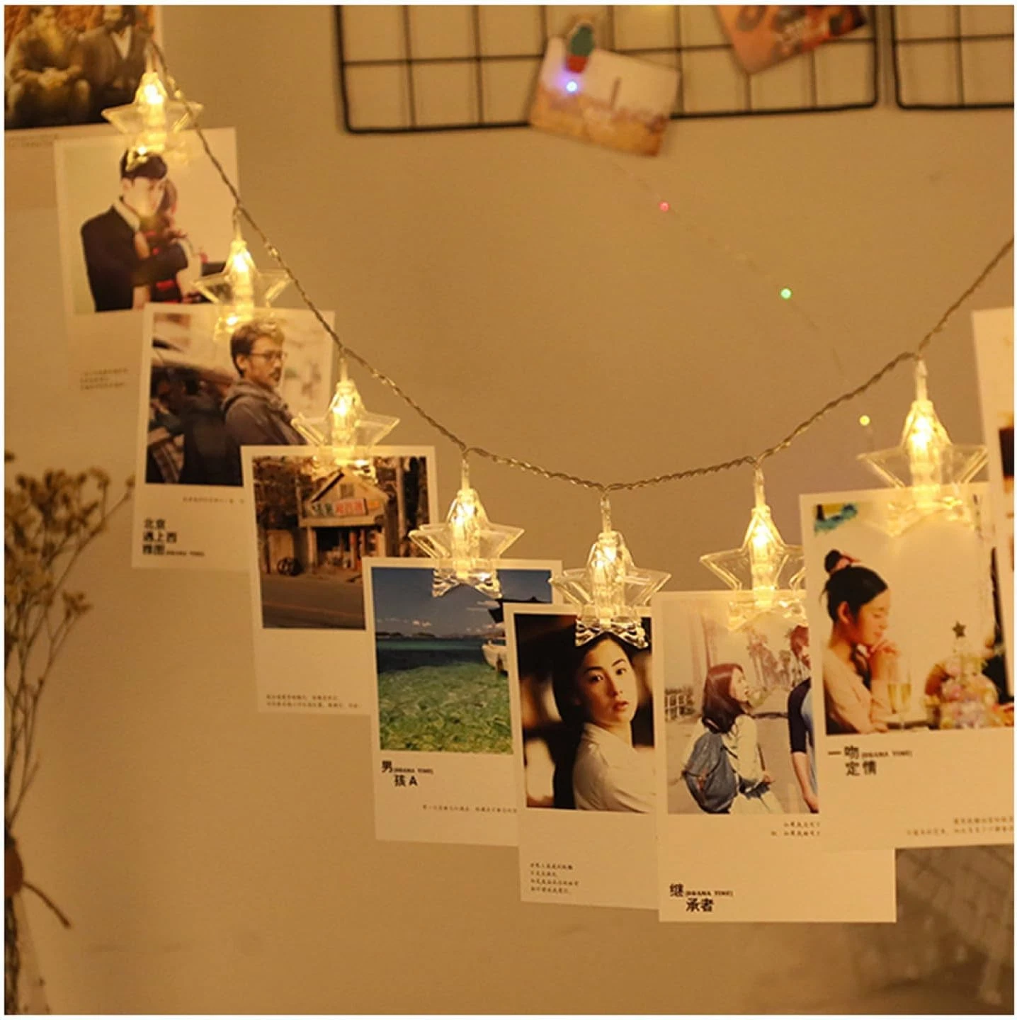 9.85Ft Photo Clip String Lights 20 Clear Star Clips for Dorm Party Wedding Decor