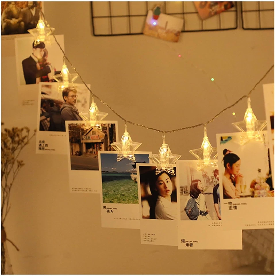 9.85Ft 20 LED  Photo Clip String Lights Star Clips for Dorm Party Wedding Decor - Image 3 of 4