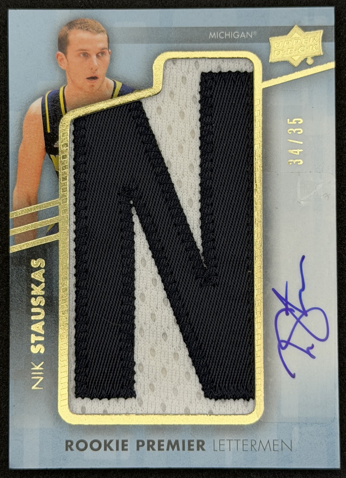 Nik Stauskas 2014-15 Upper Deck Lettermen Auto Michigan Wolverines #/35