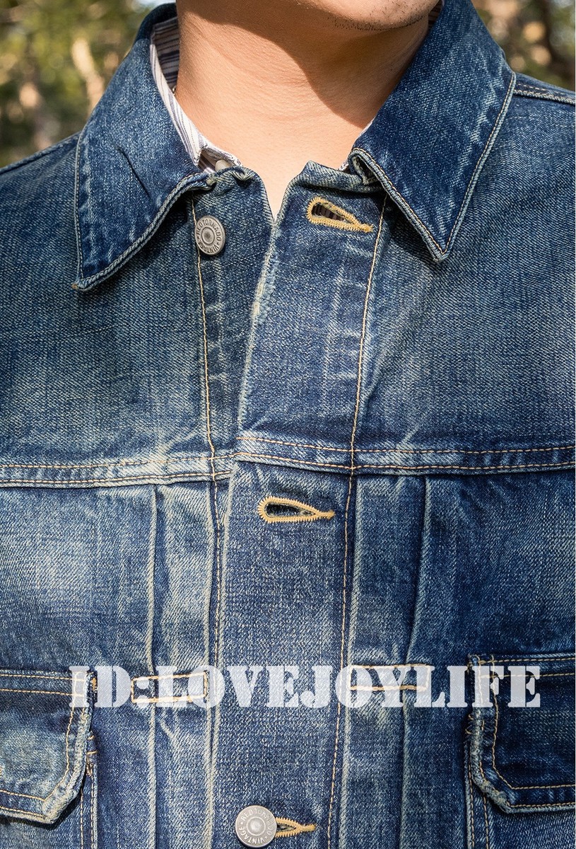Red Tornado Retro Distressed Denim Jacket Men's Selvedge Jean Coat