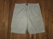 MENS LEVI 34" WAIST BEIGE CARGO SHORTS RED TAB SNAP FRONT BUTTONS 12" INS CTTN