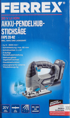 FERREX Akku Pendelhub Stichsäge FAPS 20-N2 Säge MIT  Akku + Ladegerät  NEU