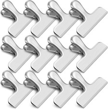 12 Pack Stainless Steel Chip Clips Silver HeavyDutyforFood StorageKitchen Office