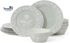 Maiden Crown 12-Piece Sage Green Dinnerware Set – Vegan Bone China Ceramic Plate