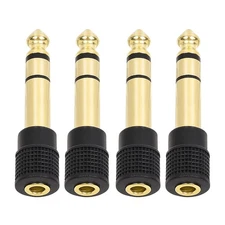 3.5mm to 1/4" Adapter Gold Plated Headphone Jack for Aux Cable 4 Pack