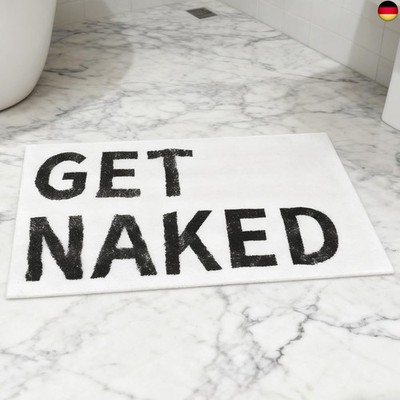 Get Naked Badematte, Schwarz und Weiß Badezimmerteppich, Get Naked Bath Mat 