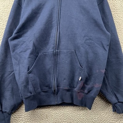 Vintage Russell Athletic Full Zip Hoodie Mens Large Navy