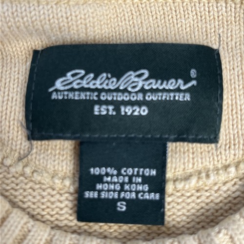 Pull homme vintage Eddie Bauer taille S jaune col rond coton - Photo 8/10