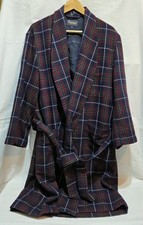Furest Barcelona Plaid Wool Robe Belted Dressing Gown Made in Spain Size 39 M