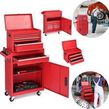 4 Drawer Tool Chest with Wheels & Lock Tool Box with Large Storage Cabinet UK