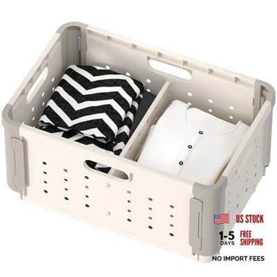 Laundry Basket with Divider for Pre-Sorting, 42L Stackable Plastic 1 Pack