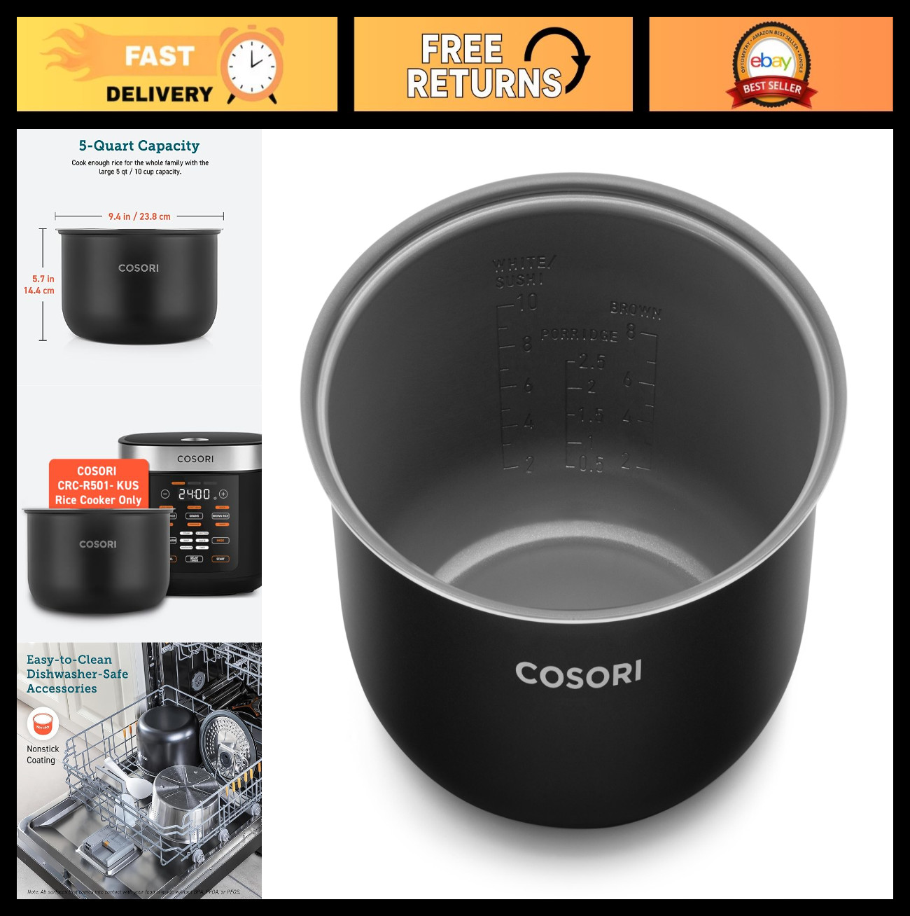 Inner Pot For 10 Cup Uncooked, 6-layer Design