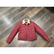 Dickies Kids Work Sherpa Lined Denim Jacket Burgundy Size Medium 8-10