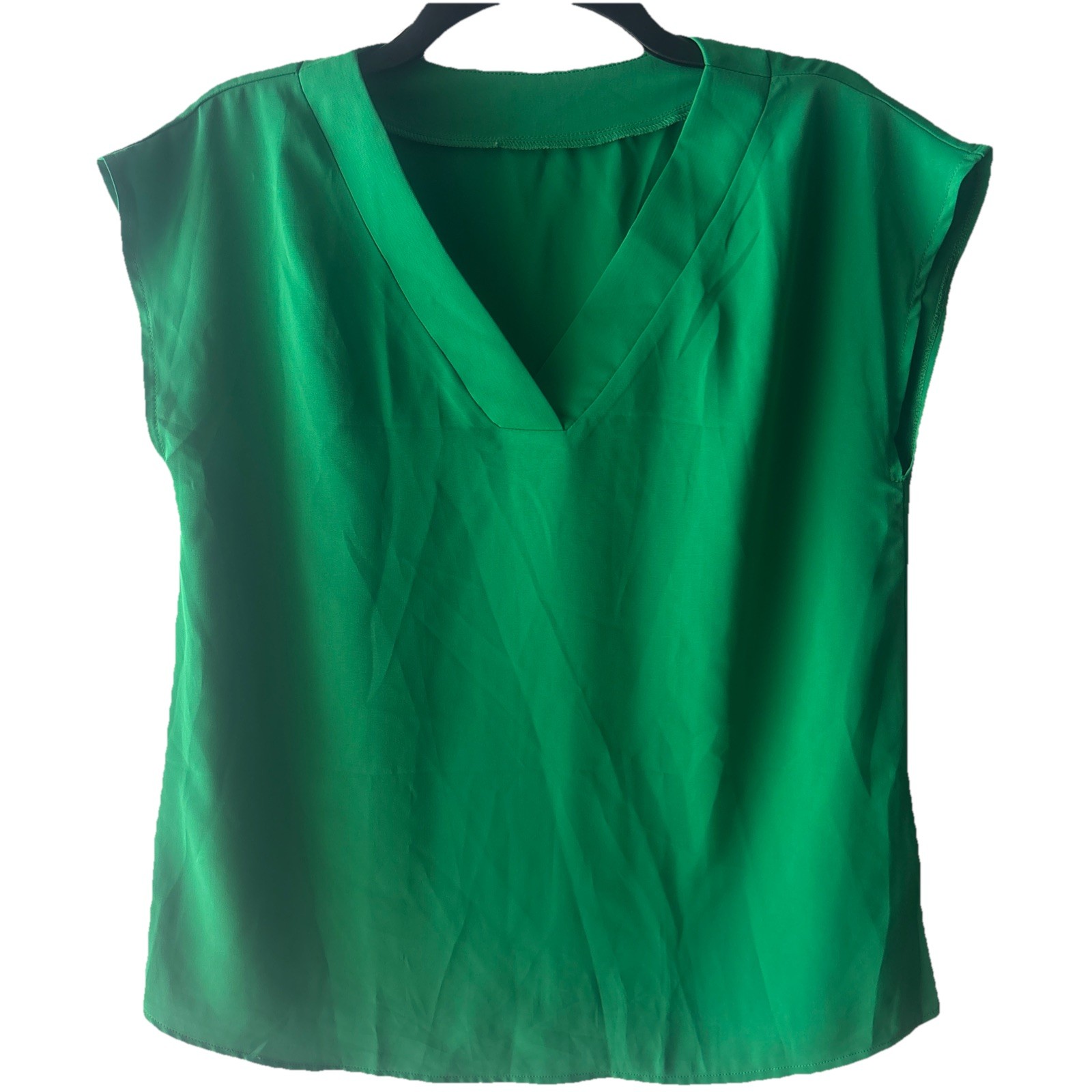 Blusa verde cuello en V pulóver sin mangas cómoda talla M