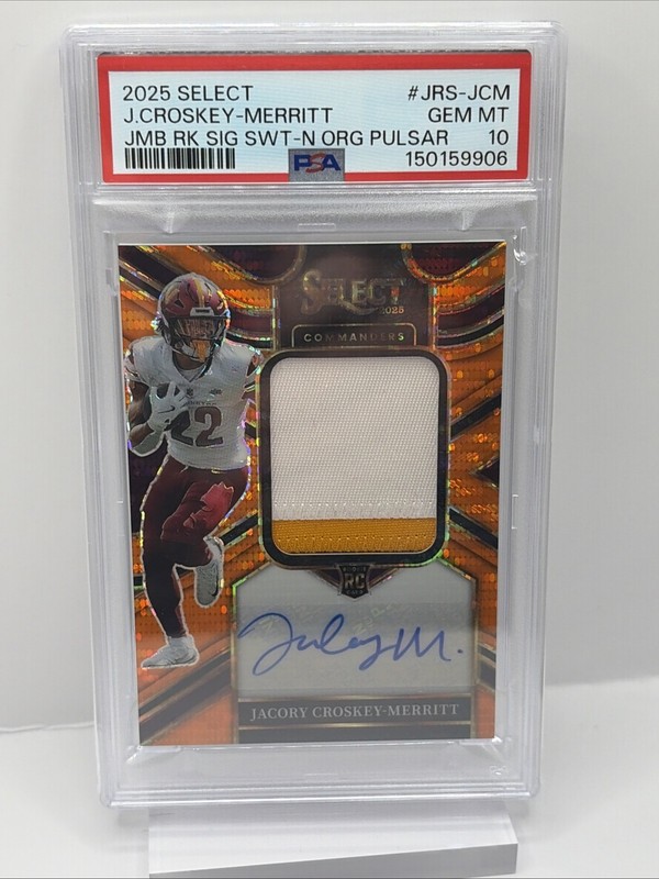 2025 Select  Jacory Croskey-Merritt #JRS-JCM Orange Pulsar /45 AU, MEM, RC