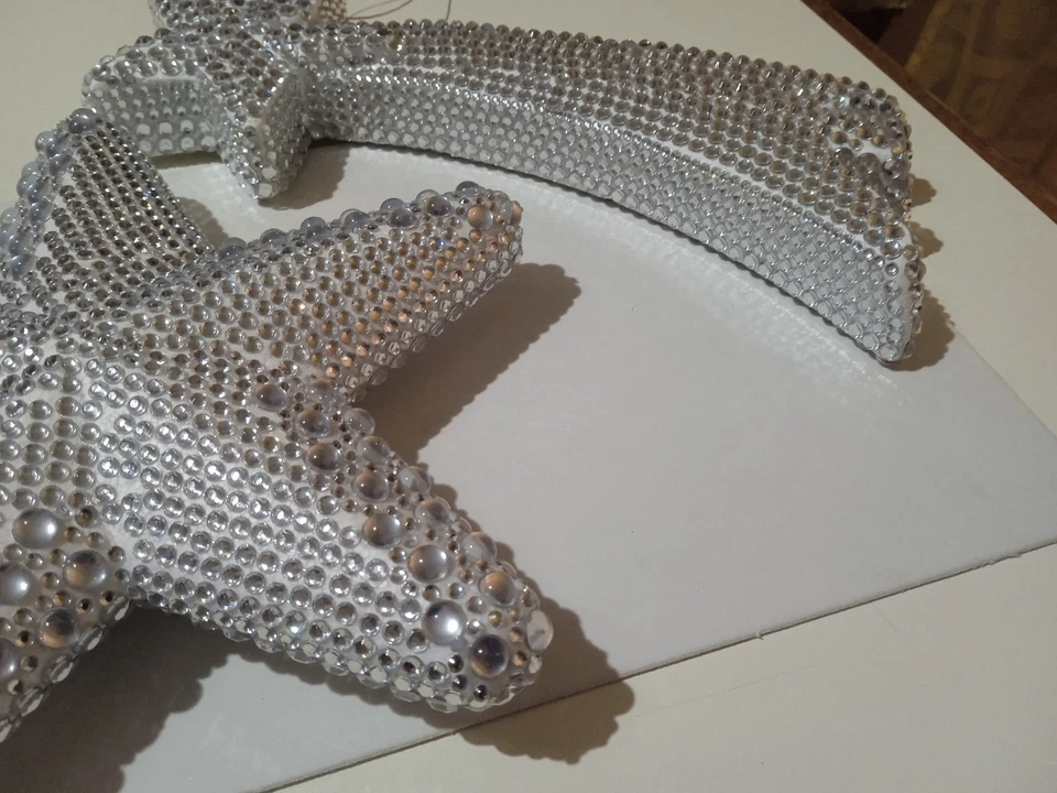 Set 2 stelle argentate con pietre per albero - Immagine 4 di 4